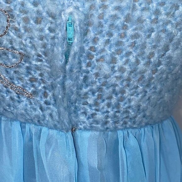 Handmade Women's Sleeveless Chiffon Crochet Knit Maxi Dress Fairy Core Blue Smal - Picture 9 of 16